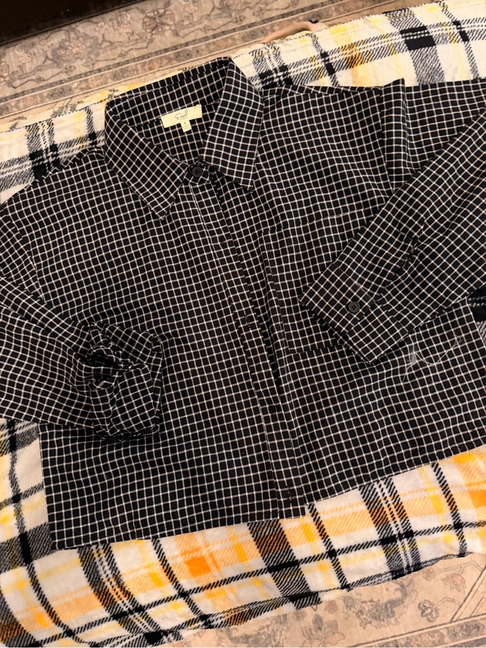 easel Black Windowpane Button-Down Shirt NWOT Fall Fashion 🖤🤍🖤🤍